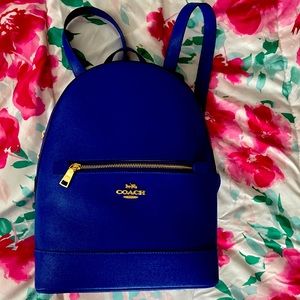Coach blue leather backpack